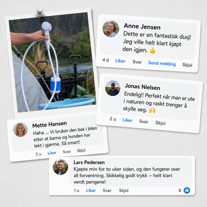 Campingdusjen™ – Bærbar dusj med pumpe, slange og dusjhode