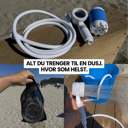 Campingdusjen™ – Bærbar dusj med pumpe, slange og dusjhode